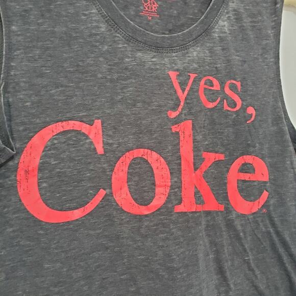 Coca-Cola | Yes, Coke Burnout Soft Lightweight Graphic Muscle Tee Tank Top - Picture 3 of 8